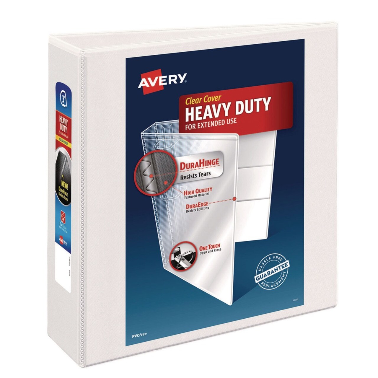 Avery 3 Slant Rings 3 in. Capacity 11 in. x 8.5 in. Heavy-Duty Non Stick View Binder with DuraHinge - White